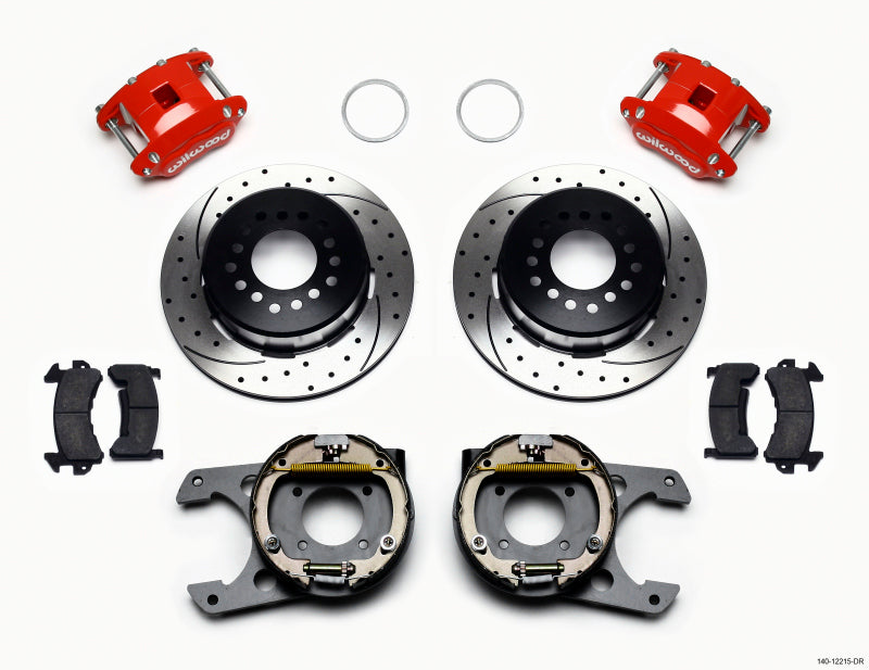 Wilwood D154 P/S P-B Kit Drilled-Red Chevy 12 Bolt 2.75in Off w/ C-Clips Big Brake Kits Wilwood