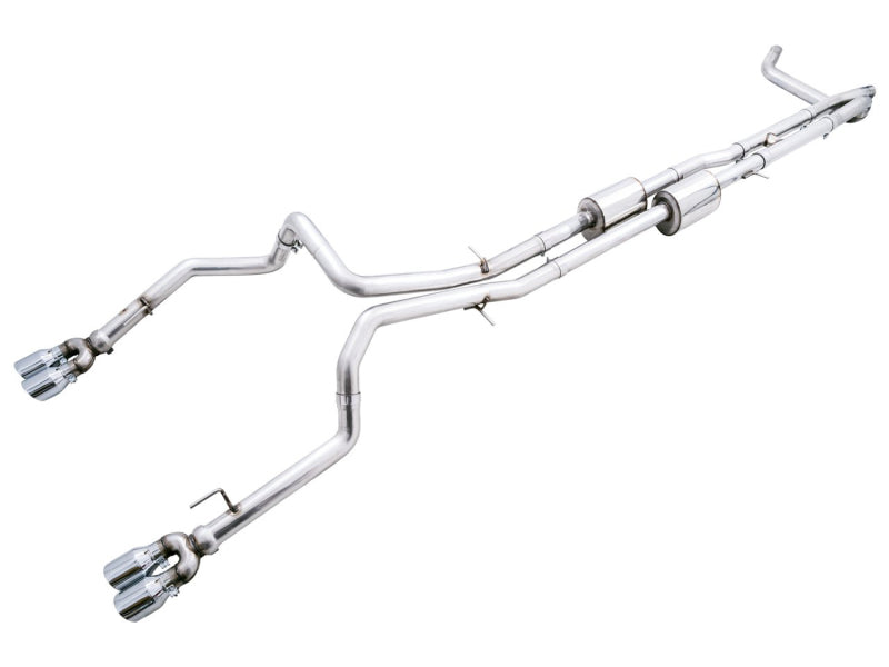 AWE Tuning 22-23 GMC Sierra 1500 AT4X 6.2L 0FG Catback Split Dual (Flat Bumper) - Chrome Silver Tips Catback AWE Tuning