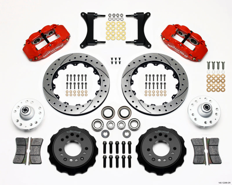 Wilwood Narrow Superlite 6R Front Hub Kit 12.88in Drill Red 79-87 GM G Body Big Brake Kits Wilwood