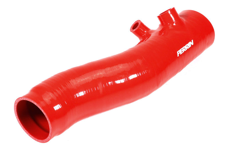 PERRIN 22-24 Subaru WRX / 20-25 LGT &amp; OBXT Turbo Inlet Hose w/Turbo Adapter Flange (Long) - Red Hoses Perrin Performance