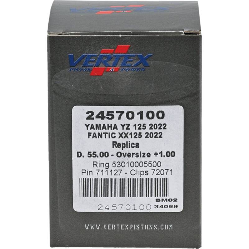 Vertex Piston 2023 Fantic Motor XE 125 125cc +1.00mm Oversized Cast Replica Piston Kit Piston Sets - Powersports Vertex Pistons