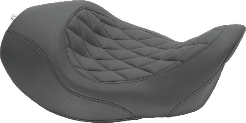 Mustang 06-17 Harley Dyna Wide Tripper Forward Solo Seat Diamond Stitch - Black Solo Motorcycle Seats Mustang Motorcycle