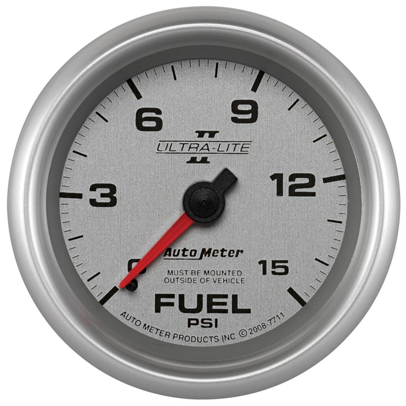 Autometer Ultra-Lite II 2 5/8in 0-15 PSI Mechanical Fuel Pressure Gauge Gauges AutoMeter