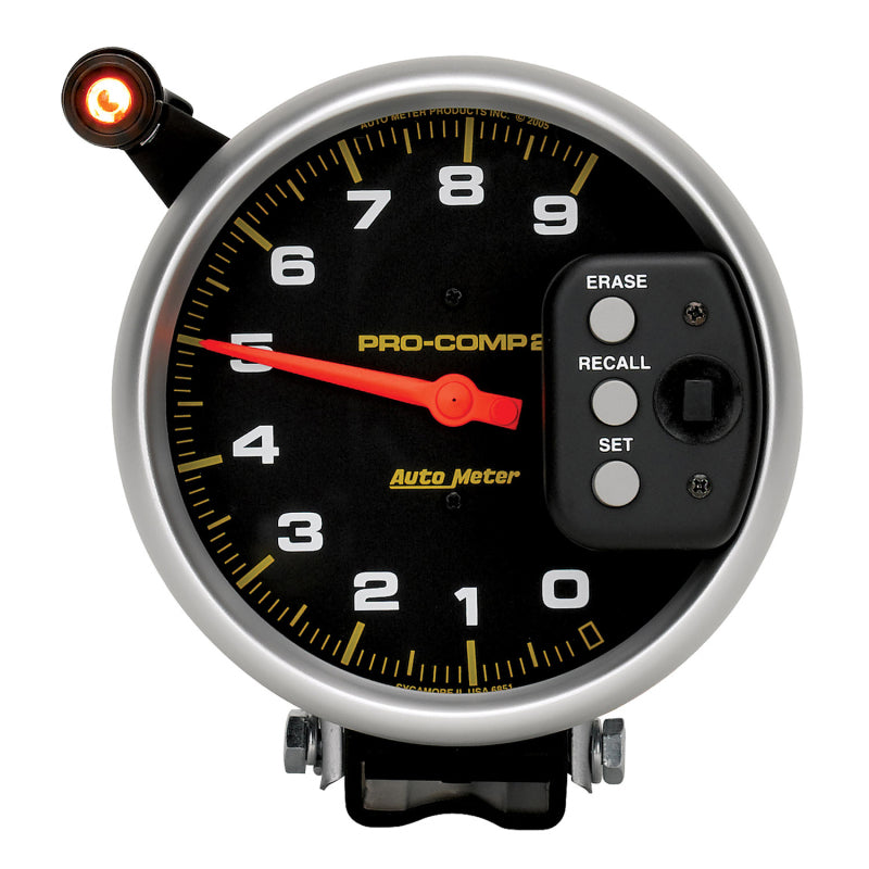 AutoMeter Gauge Tach 5in. 9K RPM Pedestal W/ Quick Lite & Peak Memory Pro-Comp Gauges AutoMeter