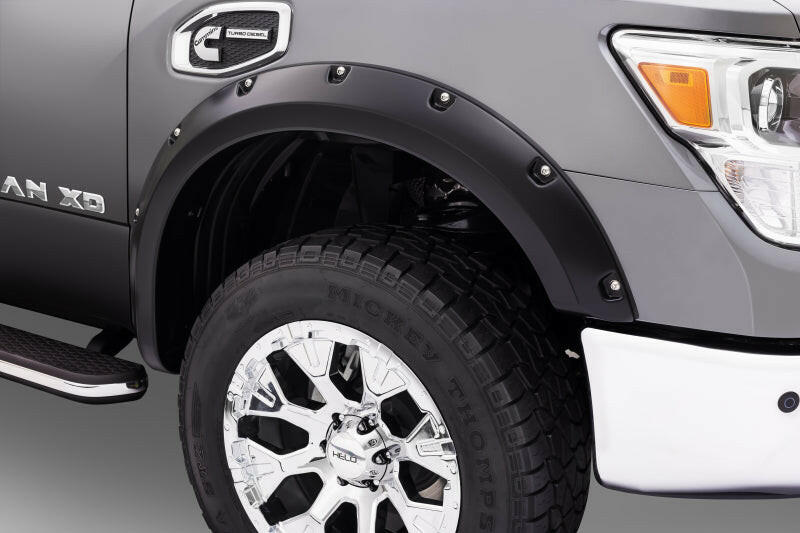 Bushwacker 16-18 Nissan Titan XD Pocket Style Flares 4pc 78.0in Bed - Black Fender Flares Bushwacker