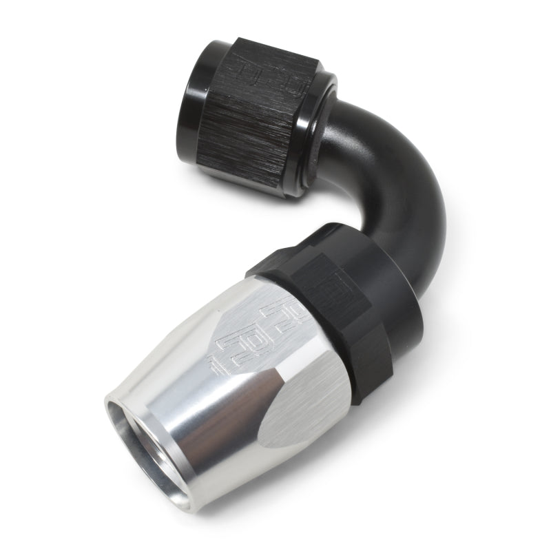 Russell Performance -6 AN Black/Silver 120 Degree Tight Radius Full Flow Swivel Hose End Fittings Russell