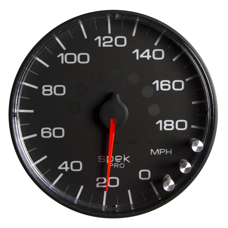 Autometer Spek-Pro Gauge Speedometer 5in 180 Mph Elec. Programmable Black/Black Gauges AutoMeter