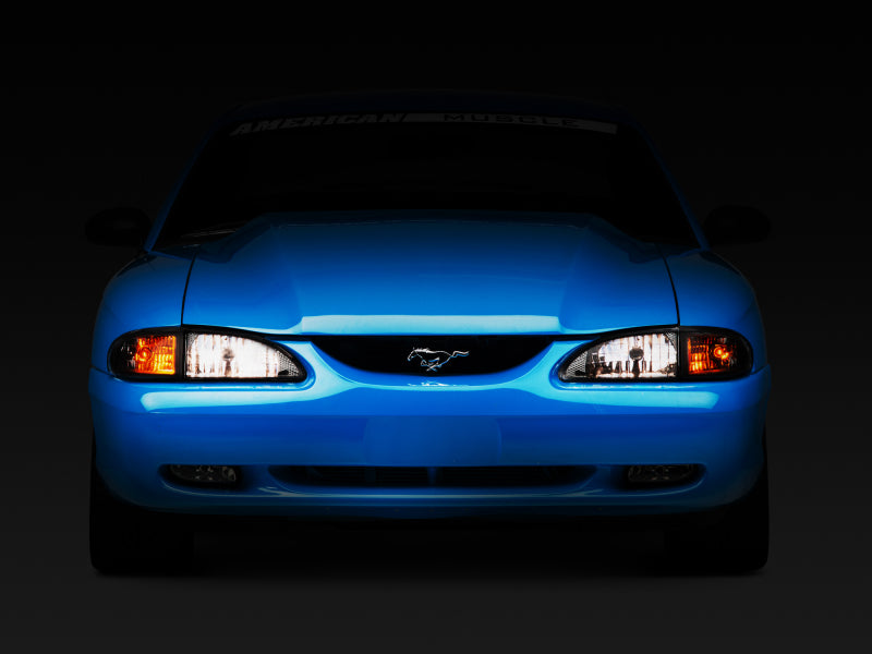 Raxiom 94-98 Mustang Axial Series Cobra Style Headlights- Black Housing (Clear Lens) Headlights Raxiom