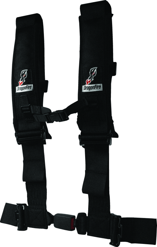DragonFire Racing Harness H-Style- 4-Point- EZ-Adjust- 3in Buckle- Black Seat Belts & Harnesses DragonFire Racing
