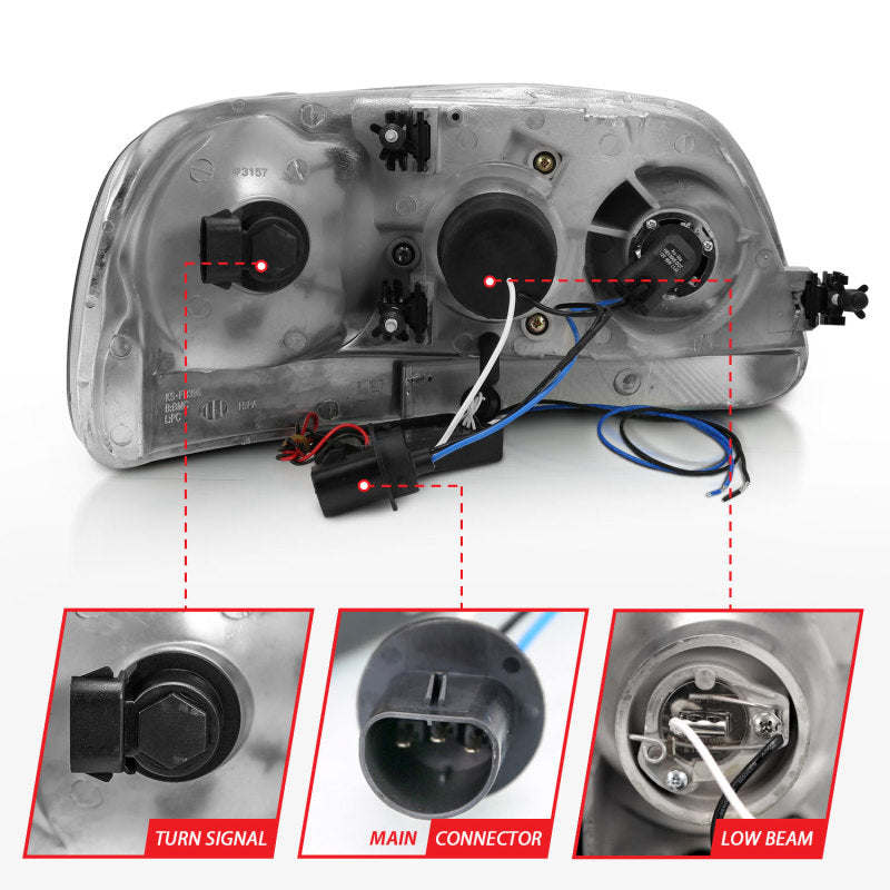 ANZO 1997-2003 Ford F-150 Projector Headlights w/ Halo Black (CCFL) Headlights ANZO
