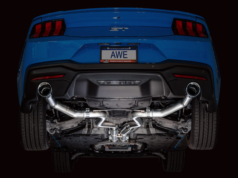 AWE 2024 Ford Mustang GT Fastback S650 RWD Track Edition Catback Exhaust w/ Dual Chrome Silver Tips Catback AWE Tuning