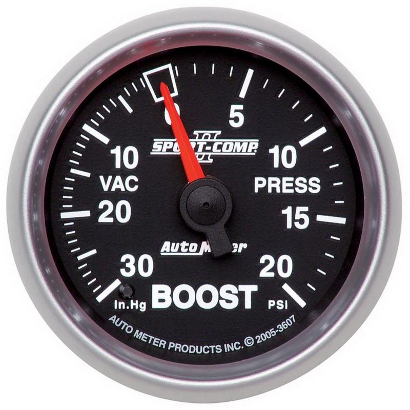 Autometer Sport-Comp II 52mm 30 In Hg/20 psi Mechanical Vacuum/Boost Gauge Gauges AutoMeter