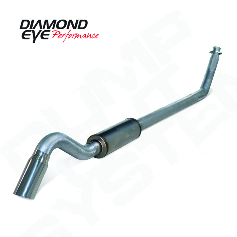 Diamond Eye 4in SS TURBO BACK SGL DUMP OUT 98.5-02 DODGE INCLUDING TIP NO MFLR Turbo Back Diamond Eye Performance