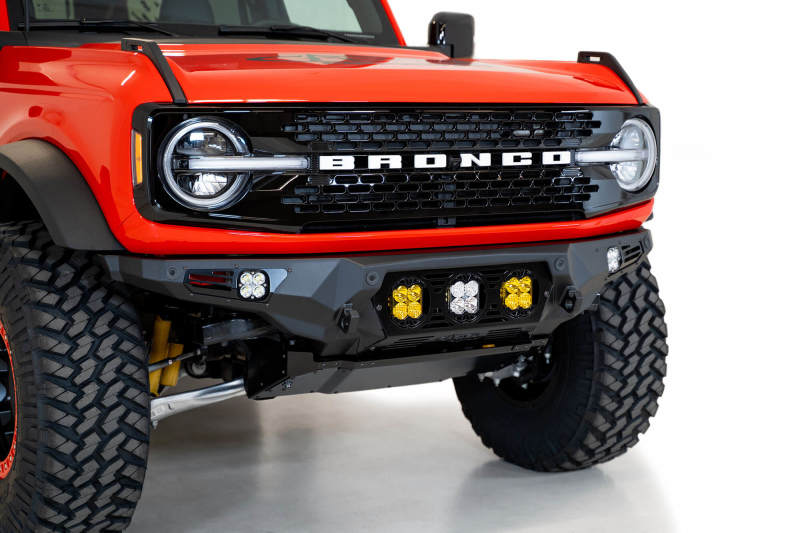 Addictive Desert Designs 21-22 Ford Bronco Bomber Front Bumper (w/ 3 Baja Designs LP4 Mounts) Bumpers - Steel Addictive Desert Designs