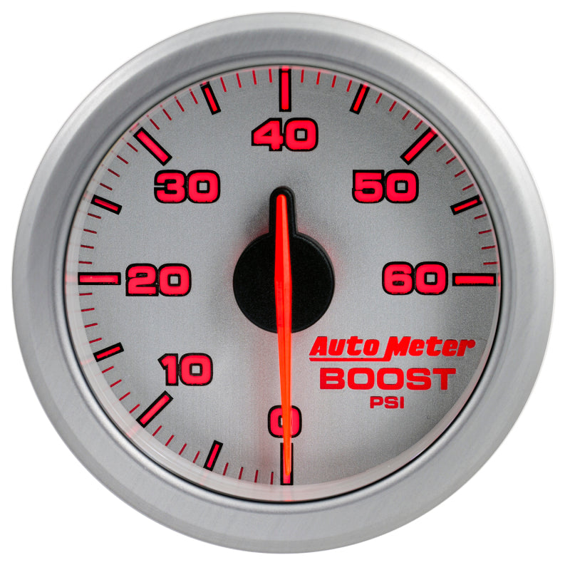 Autometer Airdrive 2-1/6in Boost Gauge 0-60 PSI - Silver Gauges AutoMeter