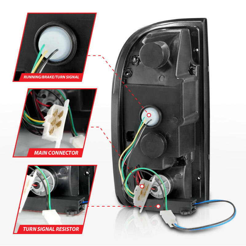 ANZO 95-00 Toyota Tacoma LED Taillights Black Housing Clear Lens (Pair) Tail Lights ANZO