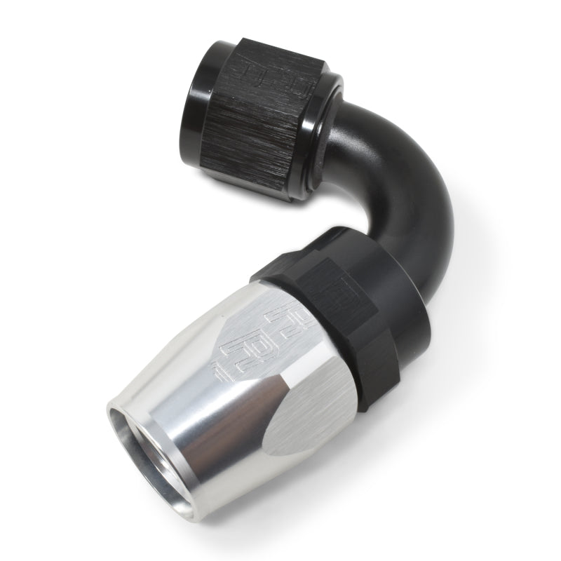 Russell Performance -10 AN Black/Silver 120 Degree Tight Radius Full Flow Swivel Hose End Fittings Russell