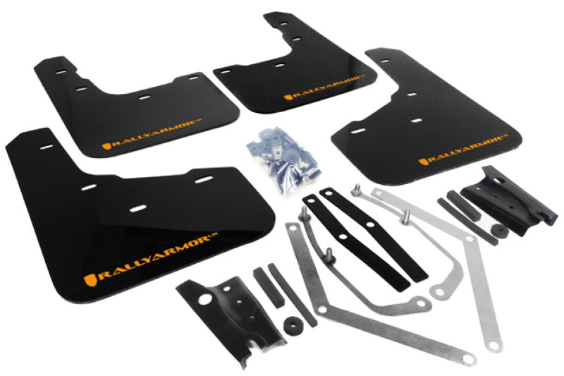 Rally Armor 13-19 Ford Fiesta ST Black UR Mud Flap w/Orange Logo Mud Flaps Rally Armor
