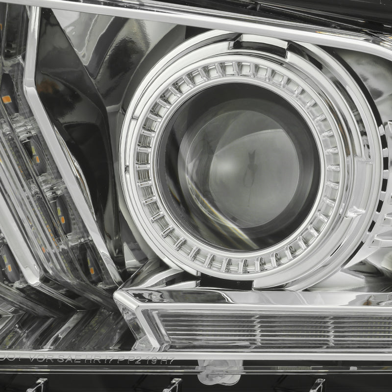 AlphaRex 10-12 Ford Mustang PRO-Series Projector Headlights Plank Style Chrome w/Top/Bottom DRL Headlights AlphaRex