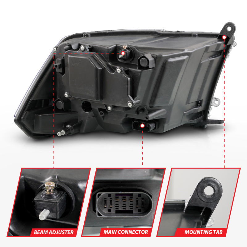 ANZO 09-19 Dodge RAM 1500 / 10-18 2500/3500 LED Proj Headlights SeqSig Chrome - Pair Headlights ANZO