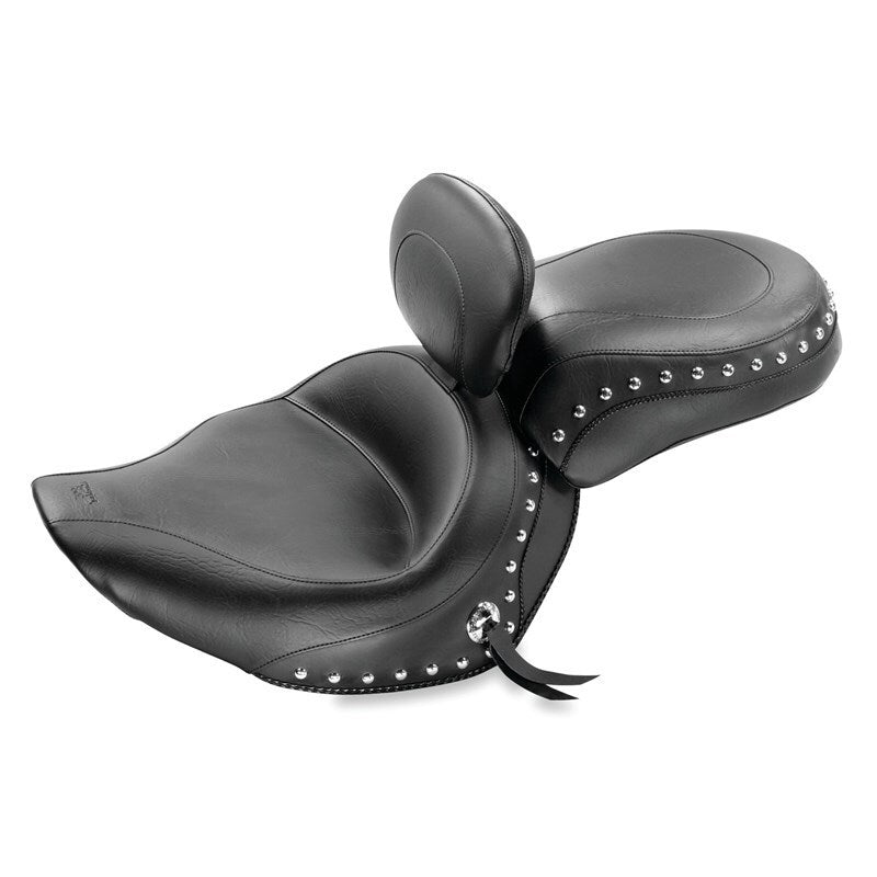 Mustang 06-15 Yamaha Roadliner, Stratoliner Wide Touring Solo Seat w/Driver Backrest Studs - Black Solo Motorcycle Seats Mustang Motorcycle