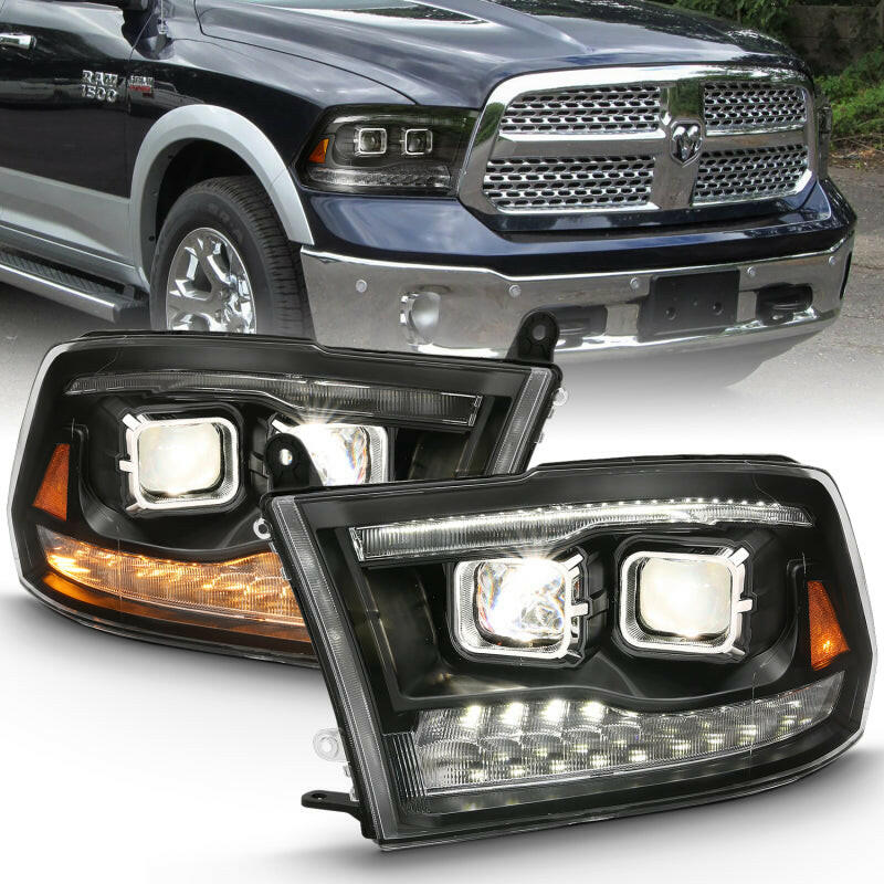 ANZO 2009-2018 Dodge Ram 1500 Projector H.L. Switchback Chrome Amber Headlights ANZO
