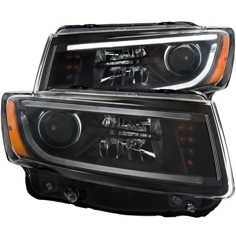 ANZO 2014-2015 Jeep Grand Cherokee Projector Headlights w/ Plank Style Design Black Headlights ANZO