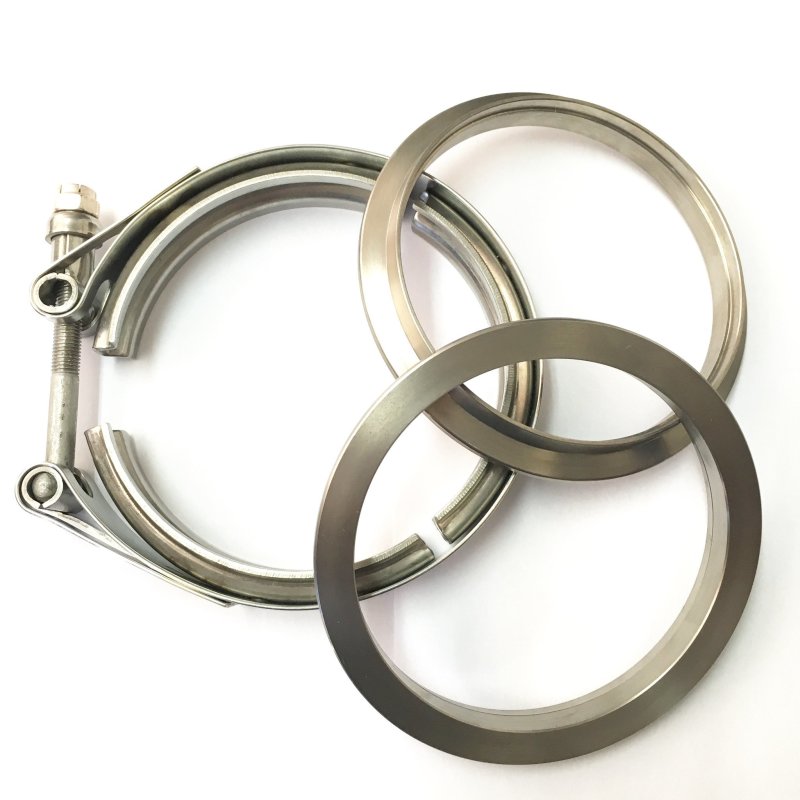 Ticon Industries 3.5in Titanium V-Band Clamp Assembly (2 Flanges/1 Clamp) Clamps Ticon