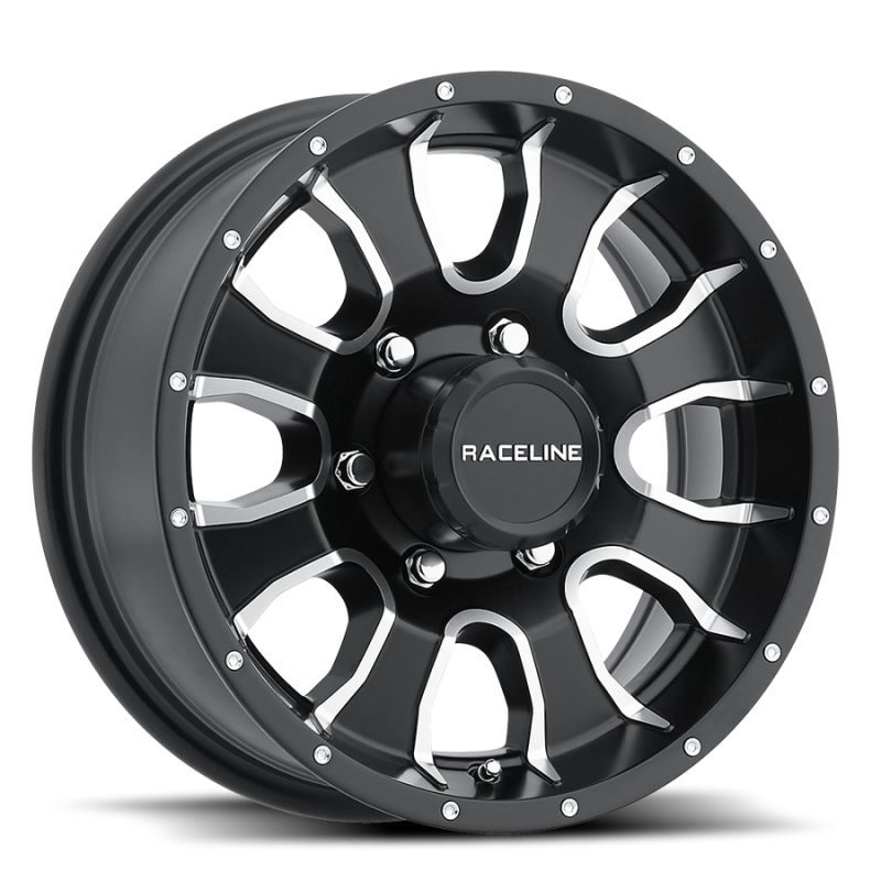 Raceline 860M Mamba 16x6in / 6x139.7 BP / 0mm Offset / 4.25mm Bore - Black & Machined Wheel Wheels - Cast Raceline