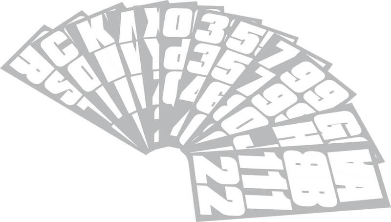 Hardline Snowmobile Lettering Registration Kit 2 in. - 500 Solid White/ Stickers/Decals/Banners Hardline