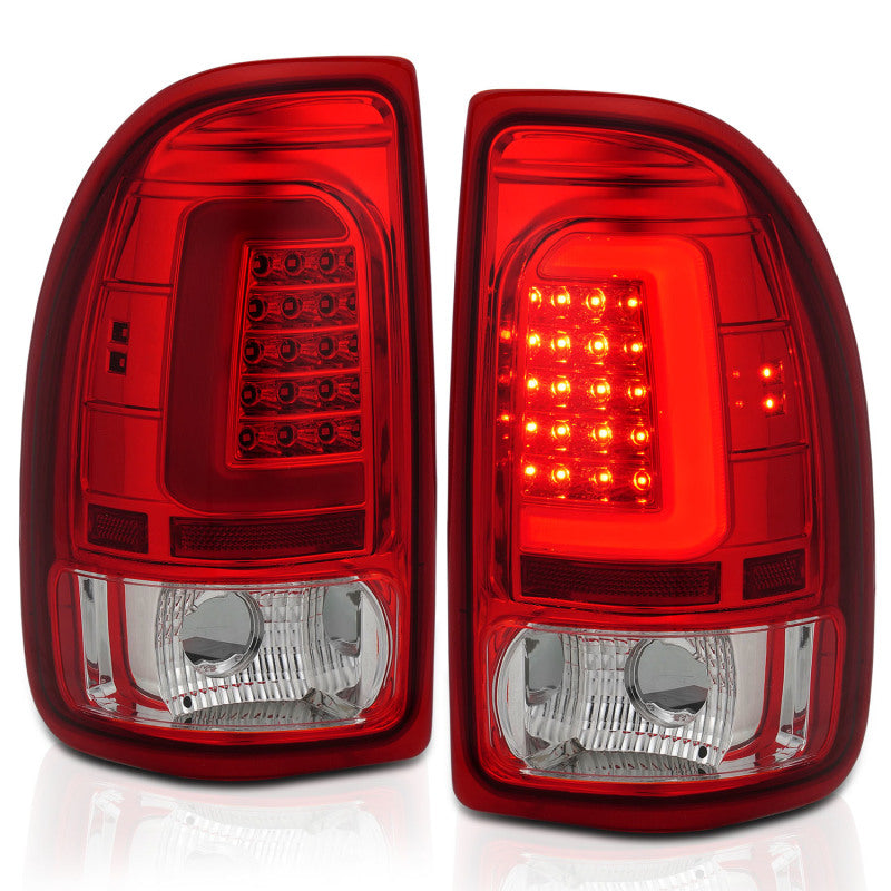 ANZO 1997-2004 Dodge Dakota LED Taillights Chrome Housing Red Lens Pair Tail Lights ANZO