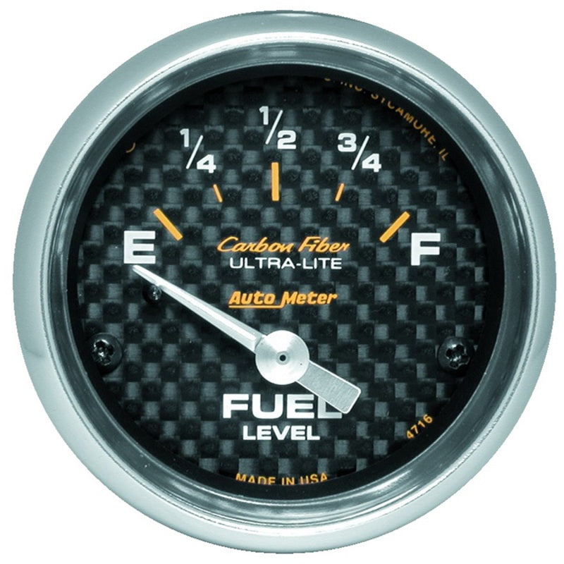 Autometer Carbon Fiber 52mm 240 Empty-33 Full Electronic Fuel Level Gauge Gauges AutoMeter