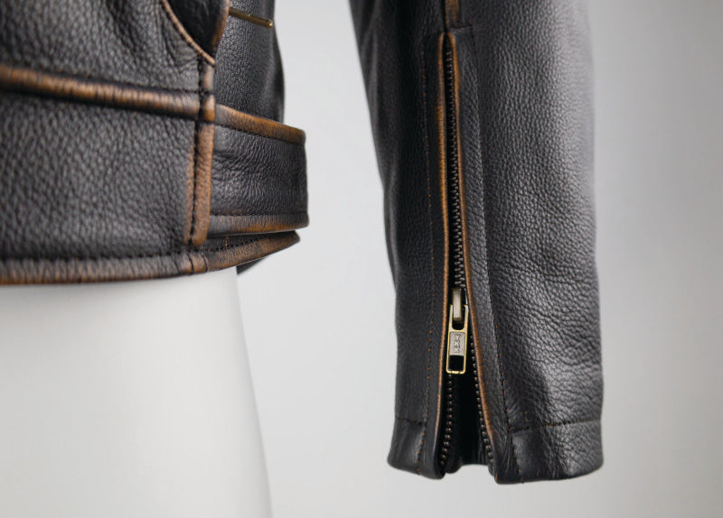 Kuryakyn Leather By River Road Hoodlum Vintage Leather Jacket Black - Small Jackets - Leather Kuryakyn