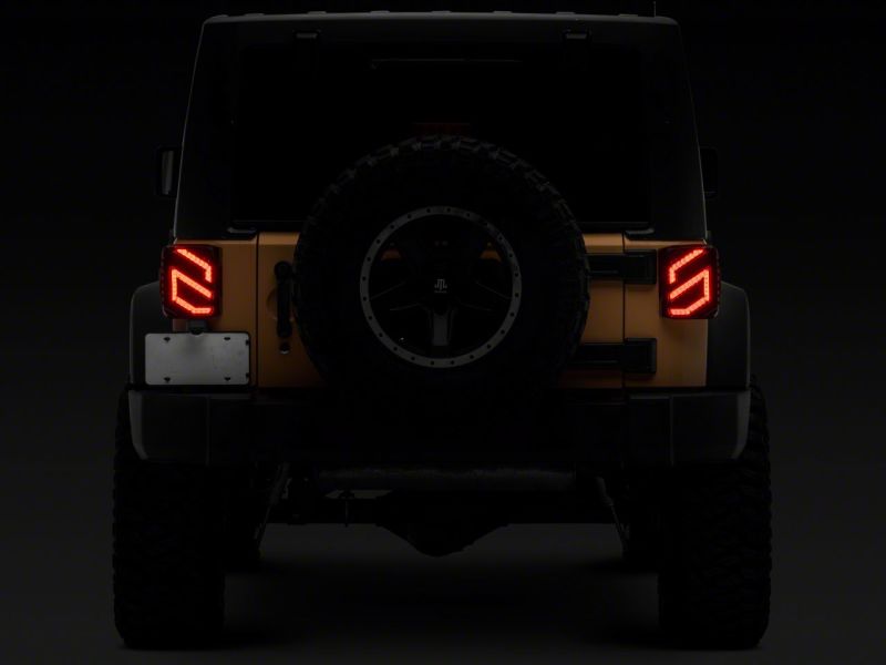 Raxiom 07-18 Jeep Wrangler JK Axial Series Trident LED Tail Lights- Blk Housing (Smoked Lens) Tail Lights Raxiom