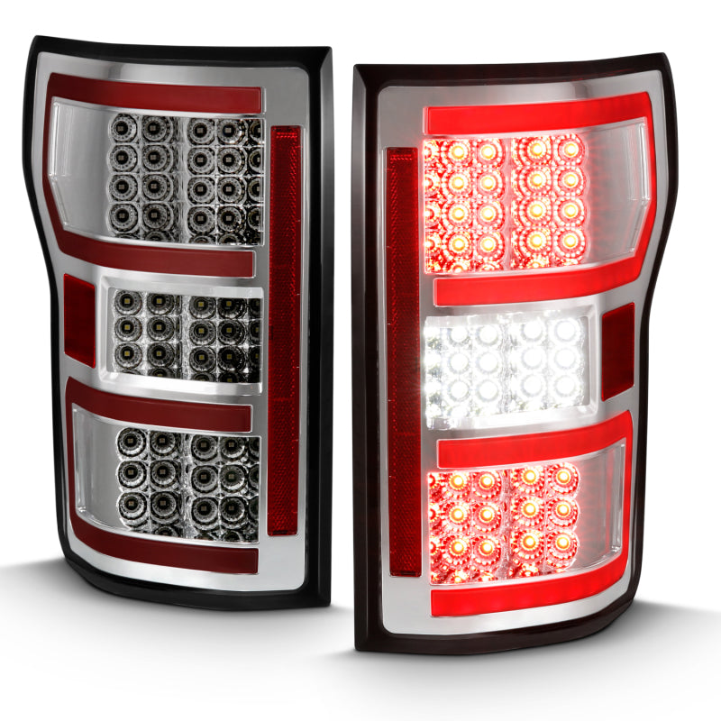 ANZO 2018-2019 Ford F-150 LED Taillight Chrome (Red Light Bar) (w/ Sequential) Tail Lights ANZO