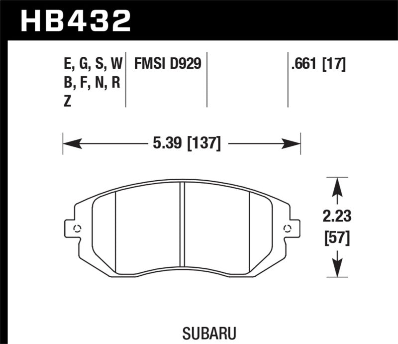 Hawk 03-05 WRX / 08 WRX D929 DTC-60 Race Front Brake Pads Brake Pads - Racing Hawk Performance