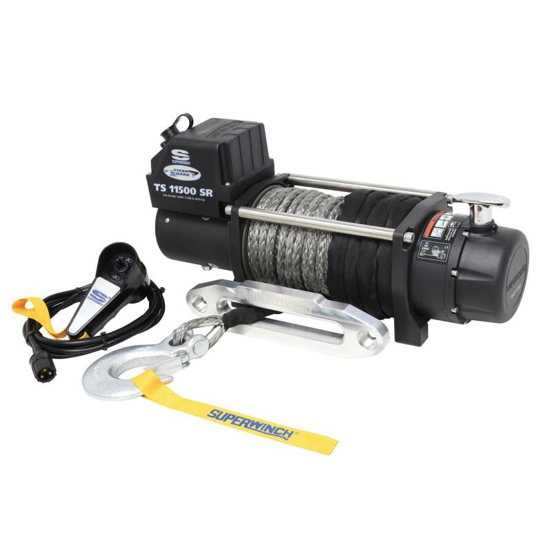 Superwinch 11500 LBS 12V DC 3/8in x 80ft Synthetic Rope Tiger Shark 11500 Winch Winches Superwinch