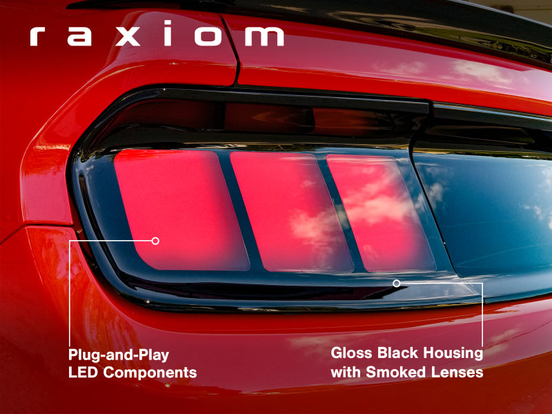 Raxiom 15-22 Ford Mustang Profile LED Tail Lights - Gloss Black Housing (Smoked Lens) Tail Lights Raxiom