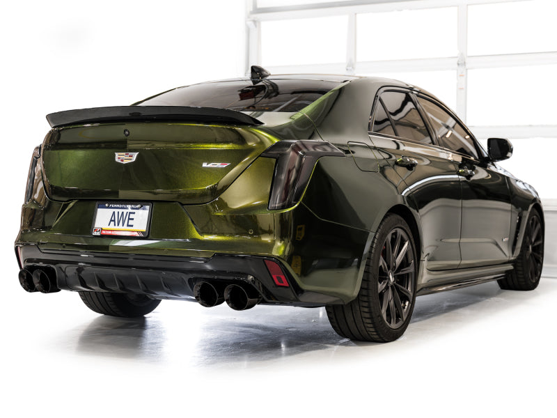 AWE Tuning 2021+ Cadillac CT4-V Blackwing SwitchPath Exhaust - Diamond Black Tips Catback AWE Tuning