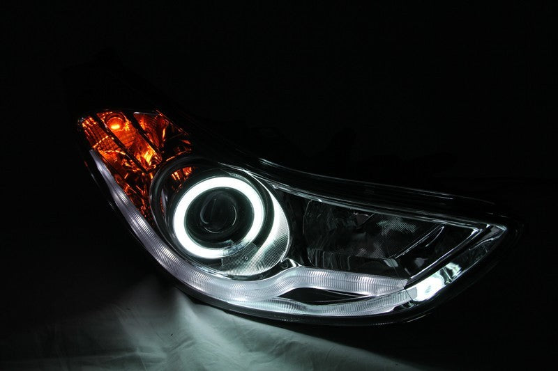 ANZO 2011-2014 Hyundai Elantra Projector Headlights w/ Halo Black (CCFL) Headlights ANZO