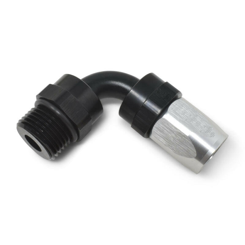 Russell Performance Hose End #6 to #6 Radius Inlet Port 90 Deg Blk/Clr Fittings Russell