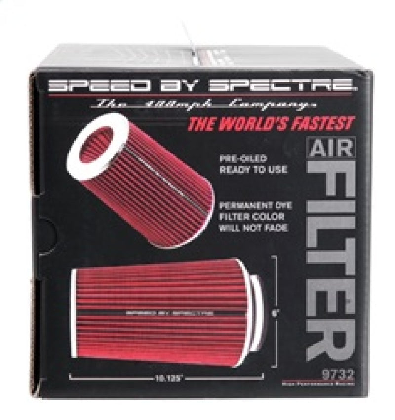 Spectre Adjustable Conical Air Filter 9-1/2in. Tall (Fits 3in. / 3-1/2in. / 4in. Tubes) - Red Air Filters - Universal Fit Spectre