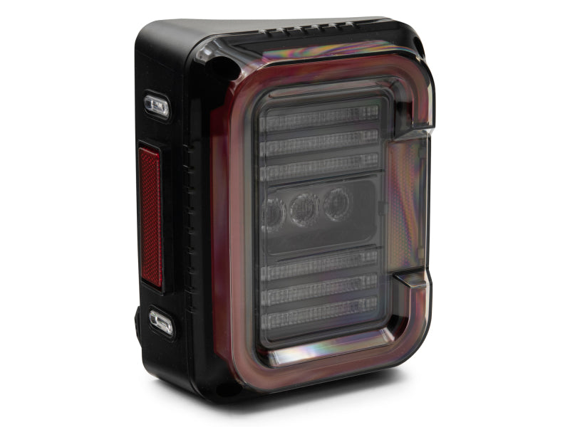 Raxiom 07-18 Jeep Wrangler JK Axial Series LED Halo Tail Lights- Black Housing (Dark Smoked Lens) Tail Lights Raxiom