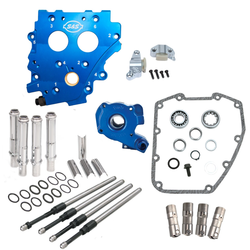 S&S Cycle 99-06 BT Chain Drive Cam Chest Kit w/o Cam - Chrome Pushrod Tubes & Chain Tensioner Cam Gears S&S Cycle