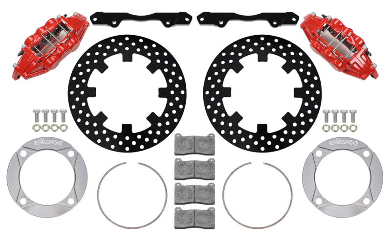 Wilwood 2014+ Polaris RZR XP 1000 Front Kit 11.25in Drilled - Red Brake Kits - Performance Drill Wilwood
