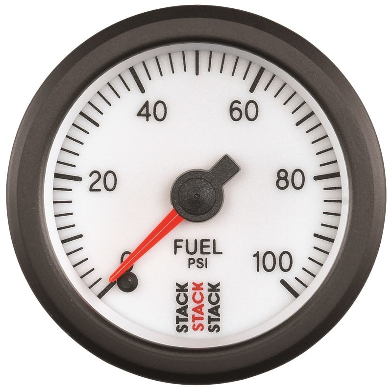 Autometer Stack 52mm 0-100 PSI 1/8in NPTF Male Pro Stepper Motor Fuel Pressure Gauge - White Gauges AutoMeter