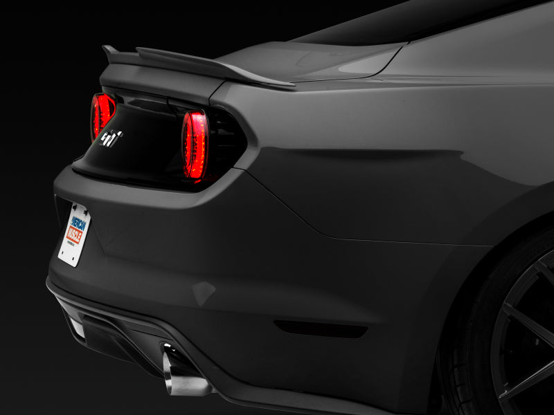 Raxiom 15-22 Ford Mustang Halo LED Tail Lights - Gloss Black Housing (Smoked Lens) Tail Lights Raxiom