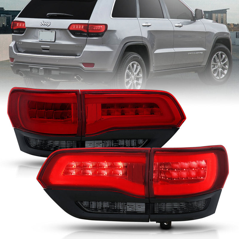ANZO 2014-2016 Jeep Grand Cherokee LED Taillights Red/Smoke Tail Lights ANZO