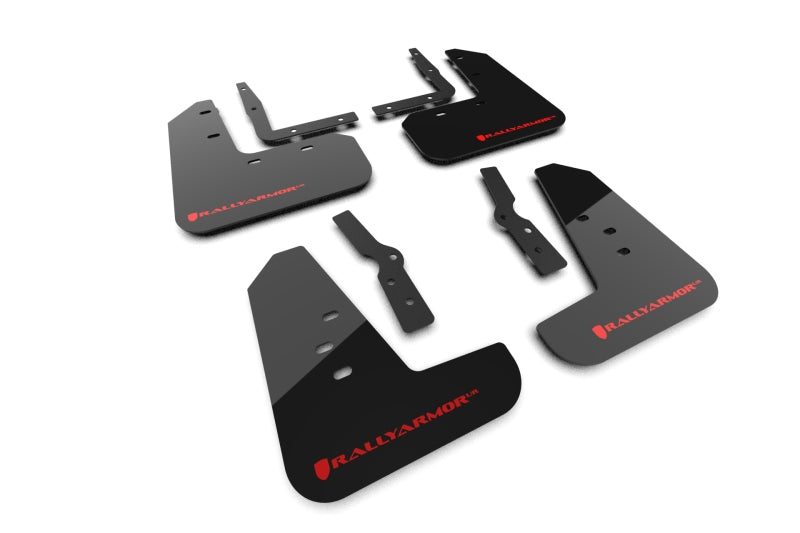 Rally Armor 2024+ Ford Mustang Black UR Mud Flap w/ Red Logo Mud Flaps Rally Armor