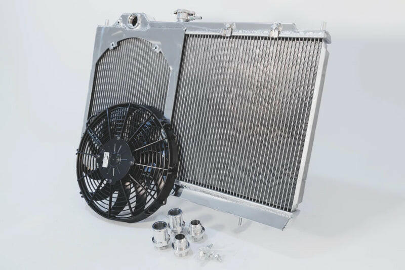 CSF 96-07 Mitsubishi Evo 4/5/6/7/8/9 Full-Slim Radiator w/12in Fan & Shroud/-16AN & Slip On Fitting Radiators CSF